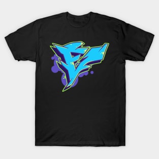 Letter E - Graffiti Street Art Style Blue T-Shirt